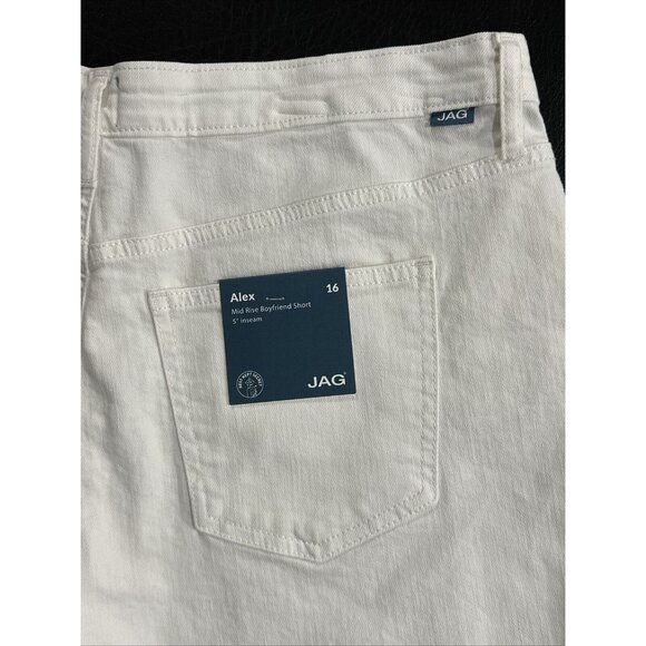 JAG Women's Alex Mid Rise Boyfriend Shorts White Denim Size 16 Inseam 5 - Picture 9 of 9